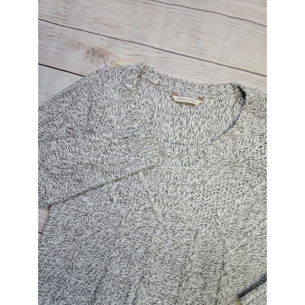 Soft Surroundings‎ Oatmeal Metallic Wool Blend Cable Knit Long Sweater Size XS